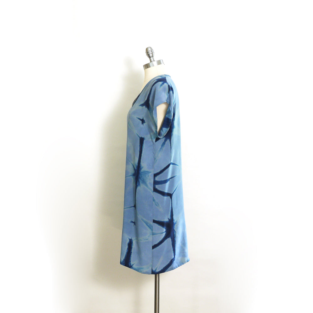 BLUE on BLUE indigo silk dress.