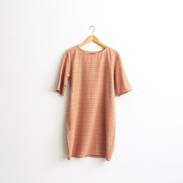 Raw silk knit dress. Plant dye dress with half sleeves. Size M.