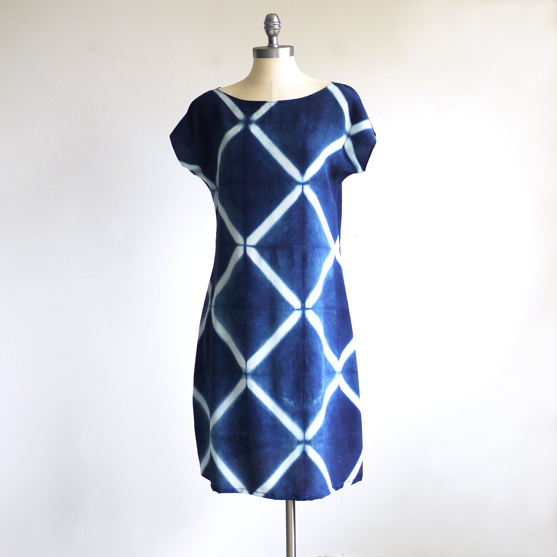 INDIGO SHIBORI silk dress, MADE TO ORDER