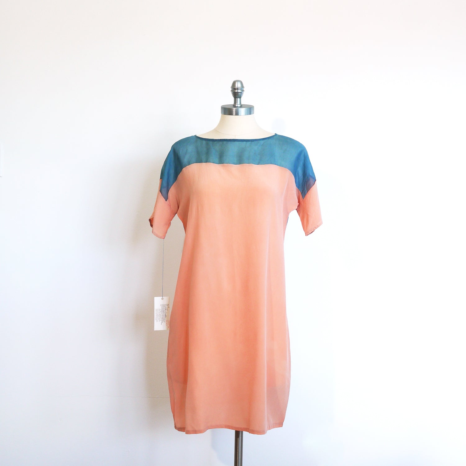 MADDER Two Tone Silk dress. Natural dye handmade. Sz. medium