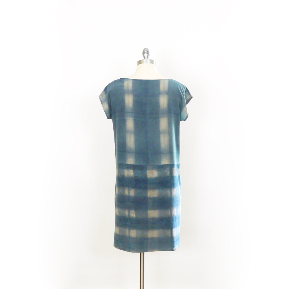 PLAID on PLAID. Hand dyed Indigo dress.