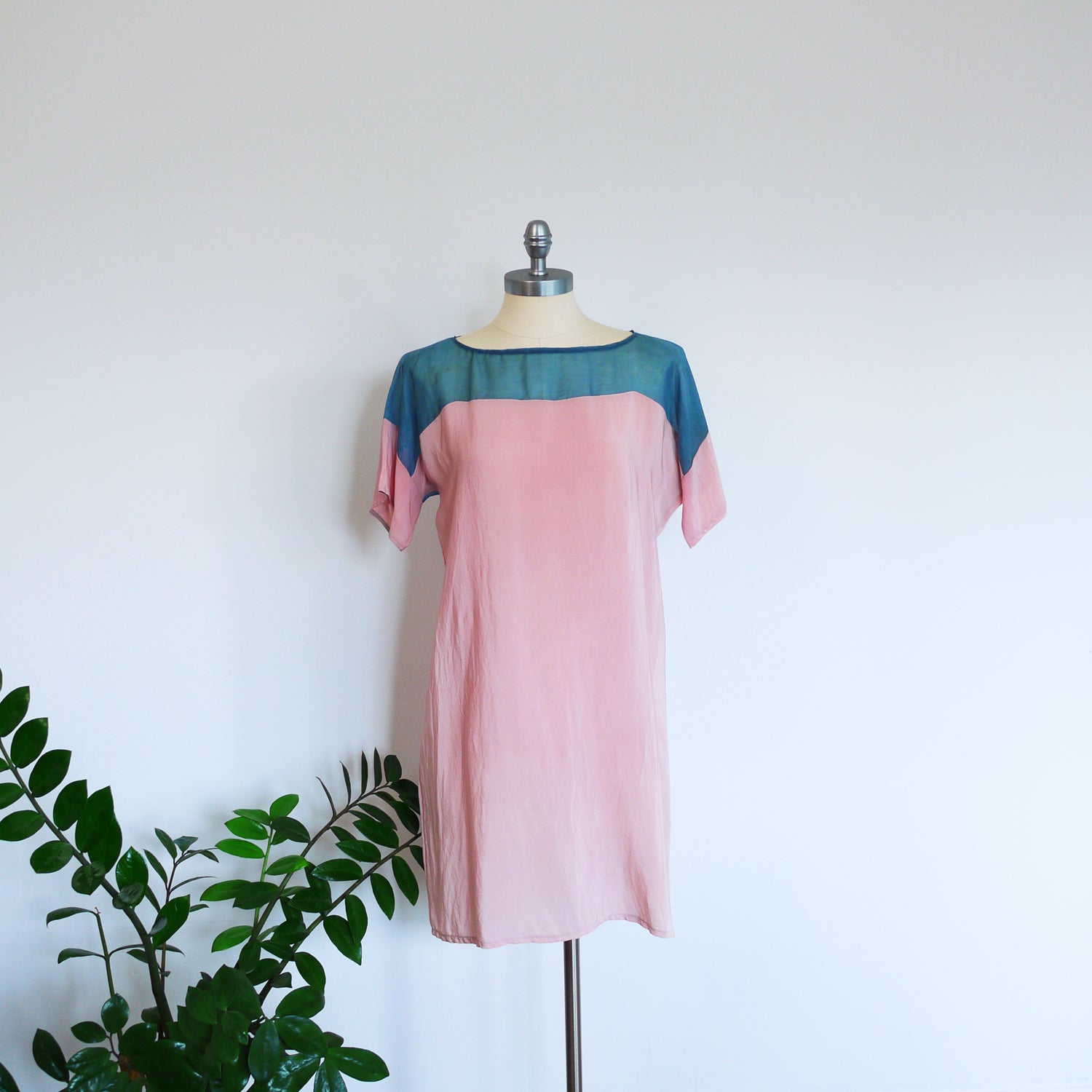 LAC Two Tone Silk dress. Natural dye handmade. Sz. medium