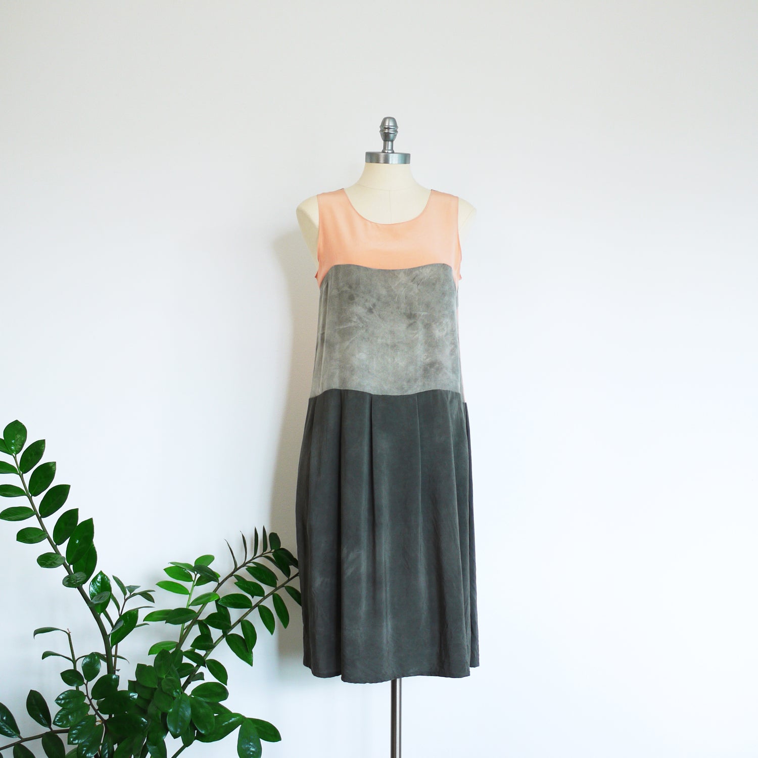 Natural Color Tri-Tier Dress. Botanical Dye Silk dress. Medium