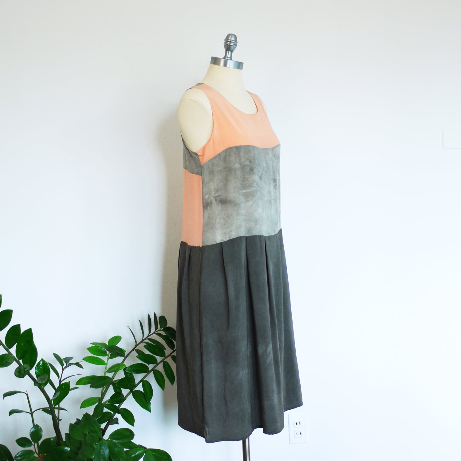 Natural Color Tri-Tier Dress. Botanical Dye Silk dress. Medium