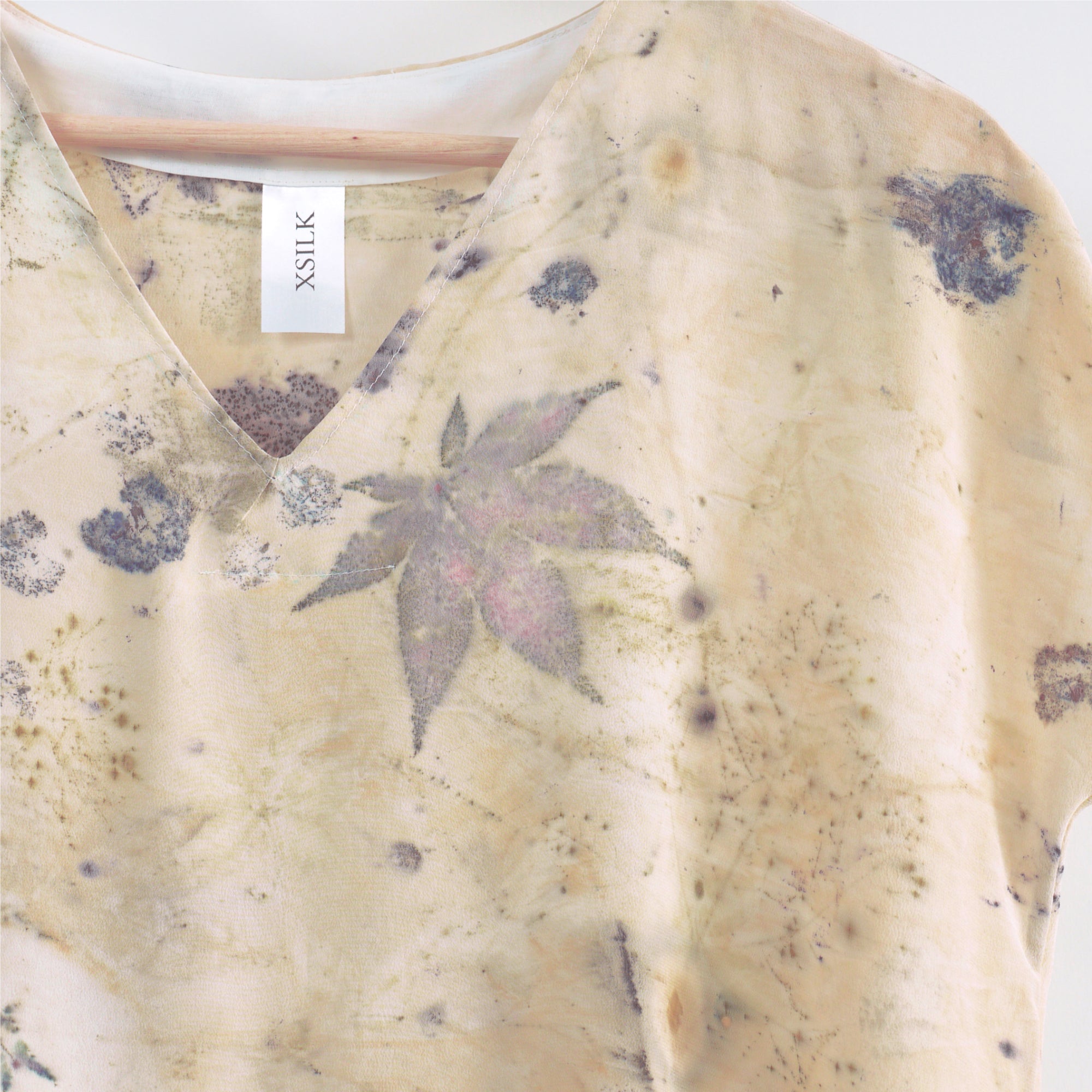 SUMMER SHOWER Eco-print silk dress. Organic dye Mini Dress Small