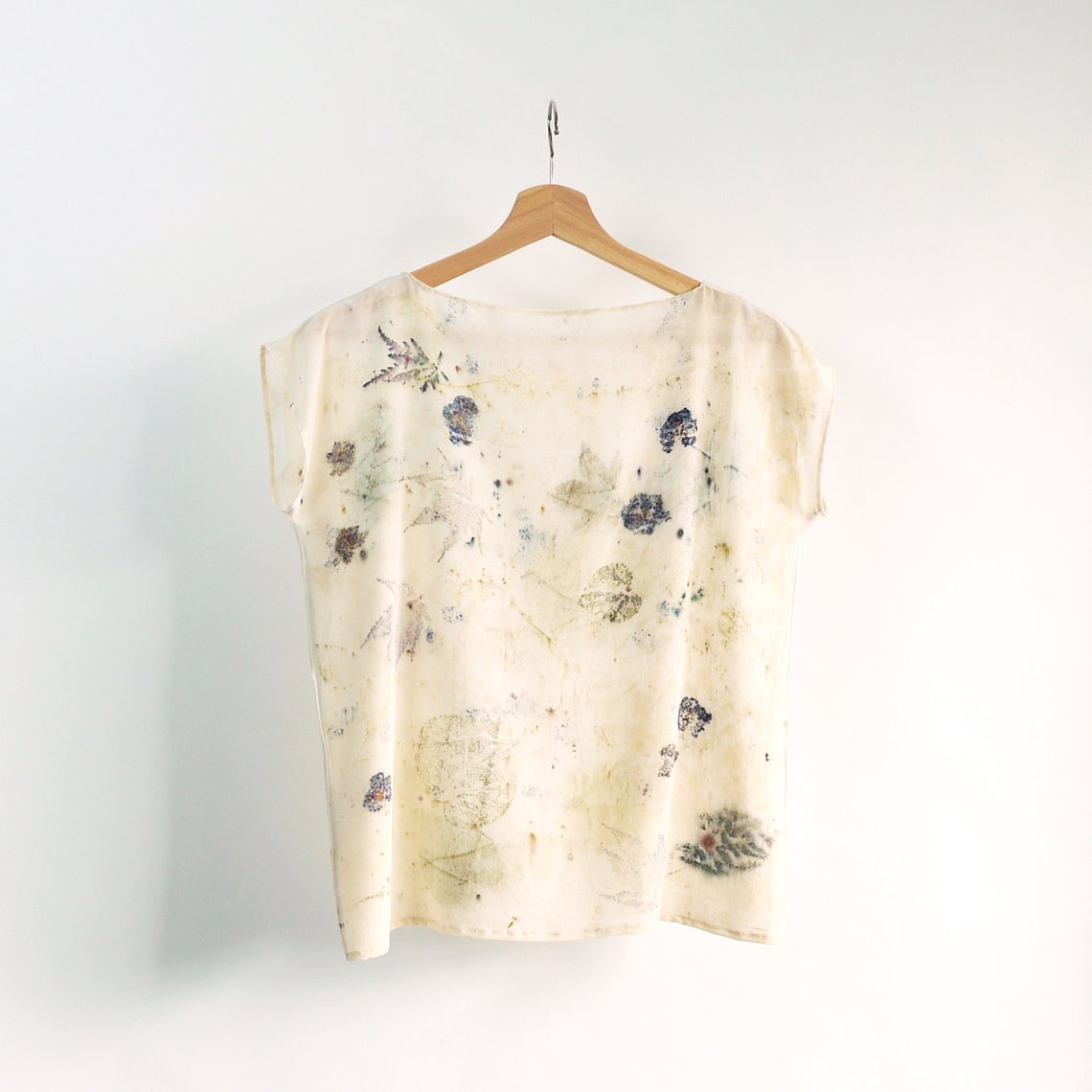 Leaf Print silk top. Eco print top, botanical natural dye silk top.