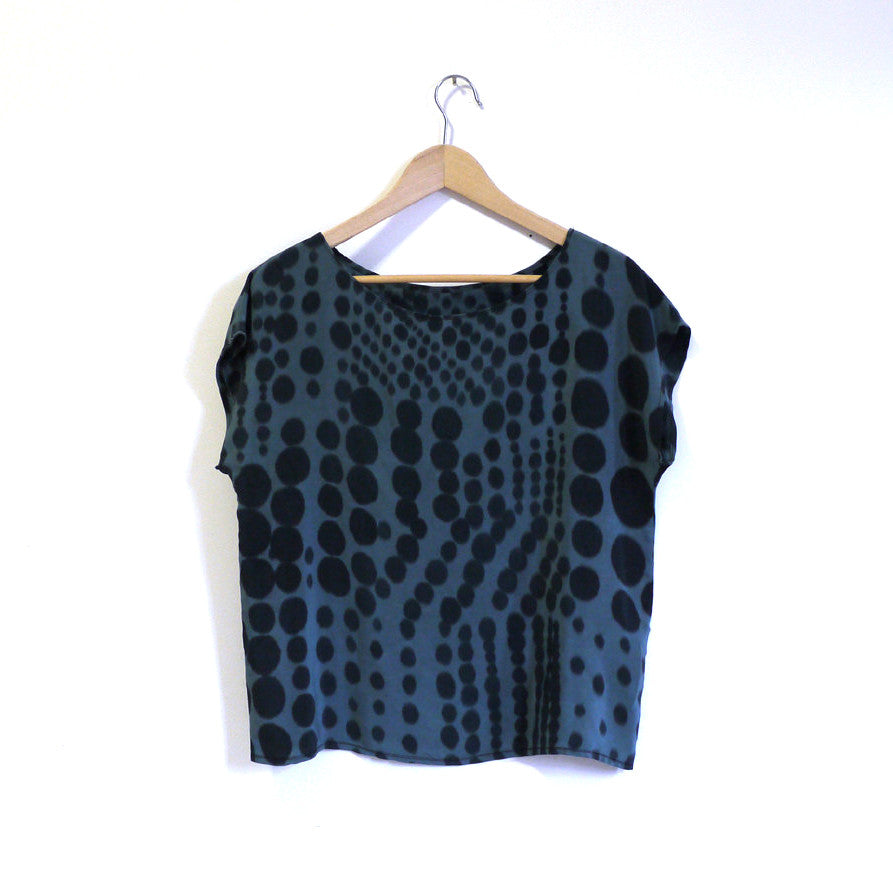 DOT DOT.  painted silk top