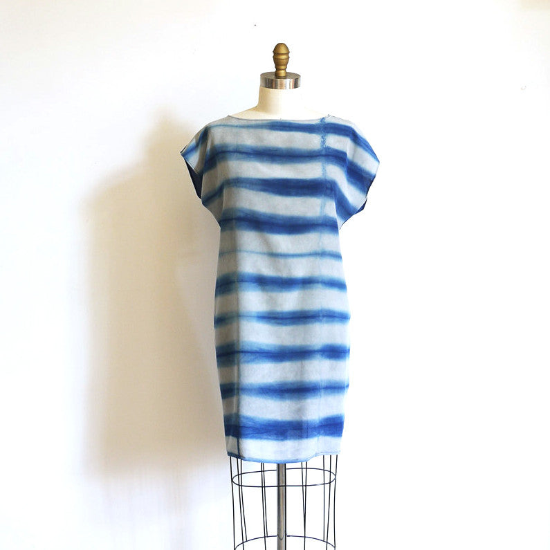 LINEAR. indigo dyed silk dress