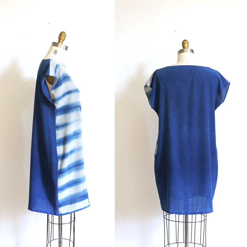 LINEAR. indigo dyed silk dress