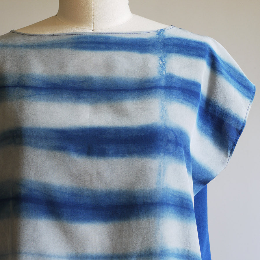 LINEAR. indigo dyed silk dress