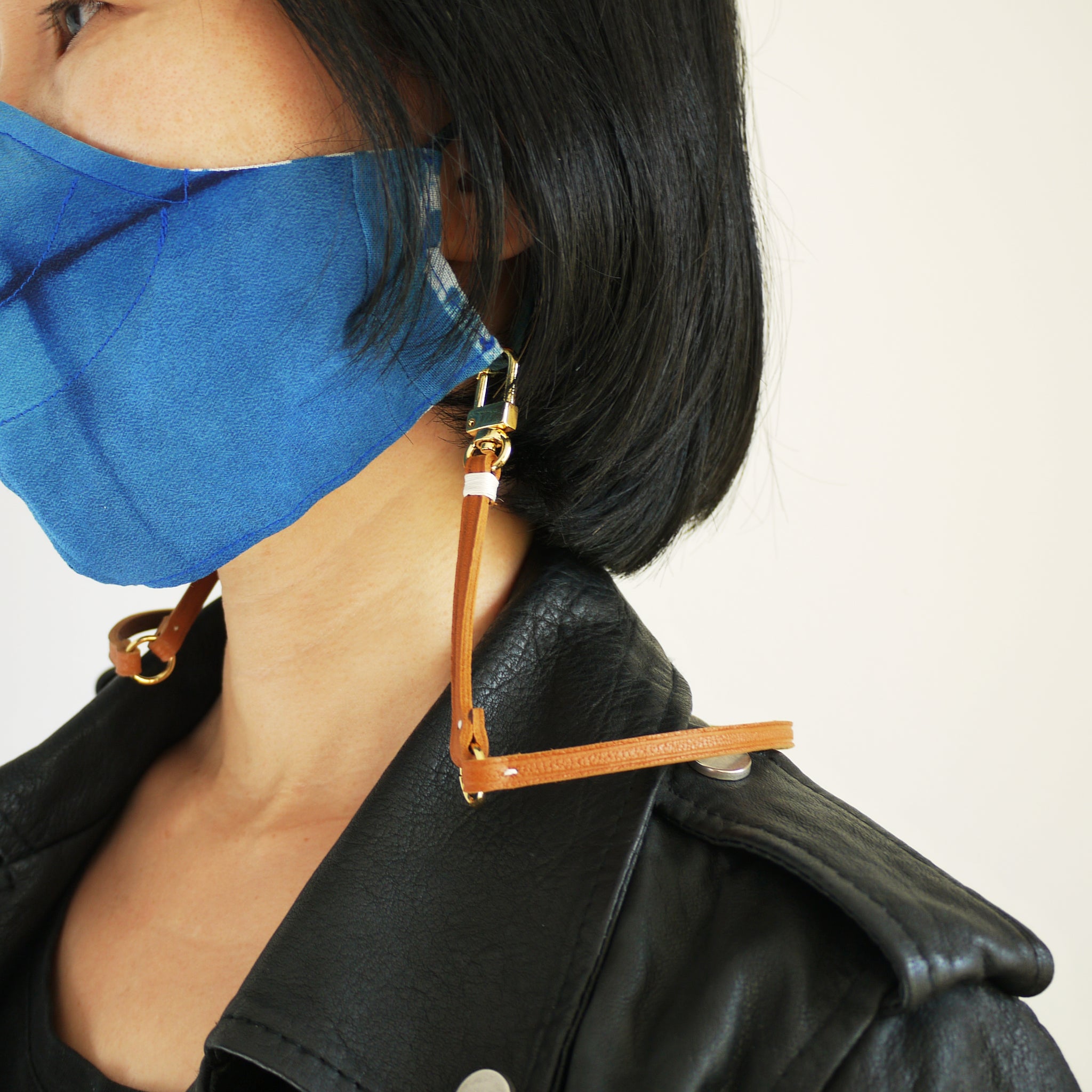 Face Mask Strap. Hand crafted leather clip-on straps.
