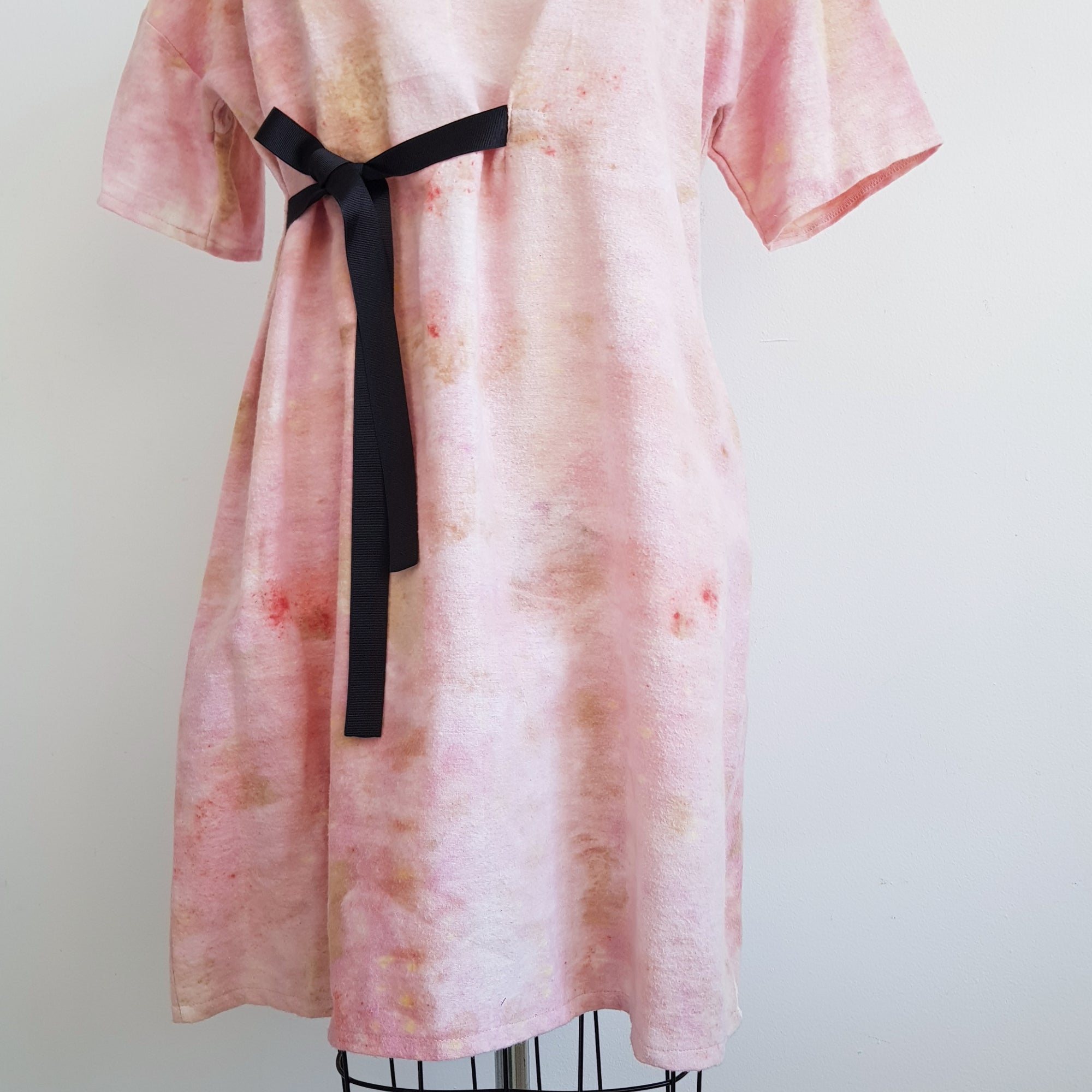 BLUSH - cotton flannel Eco-print DRESS Medium