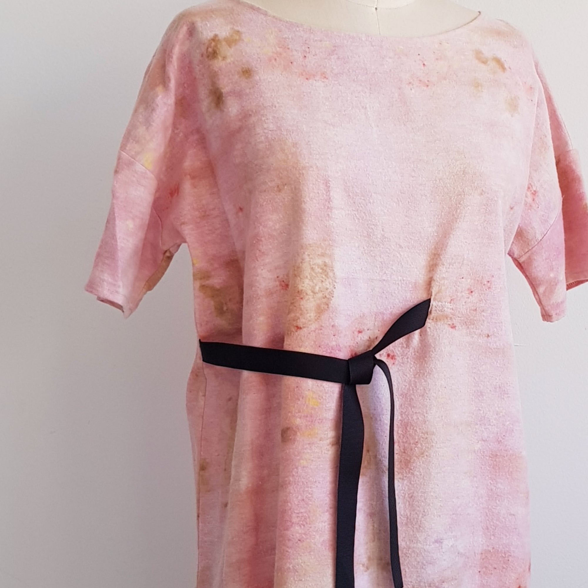 BLUSH - cotton flannel Eco-print DRESS Medium