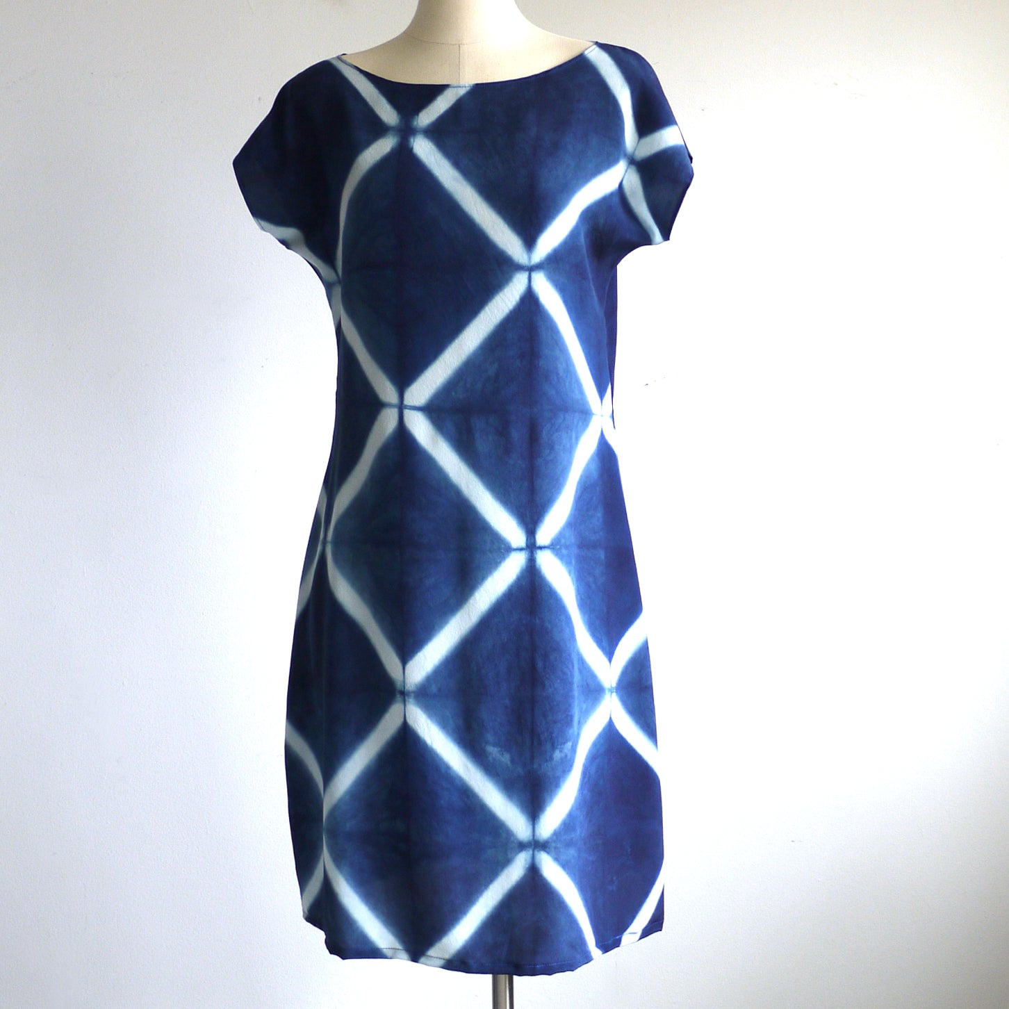 INDIGO SHIBORI silk dress, MADE TO ORDER