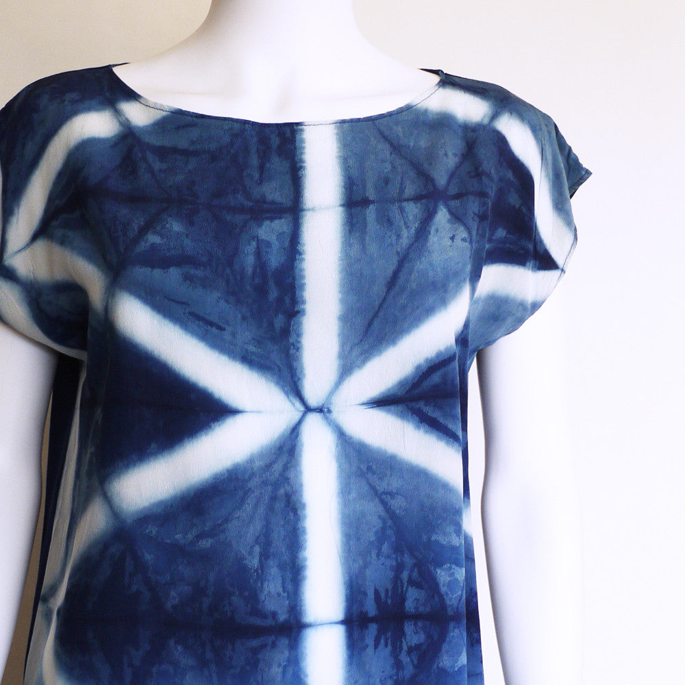 TRIANGLE indigo silk dress