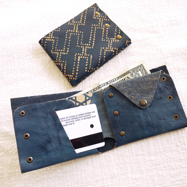 Indigo Leather Billfold Wallet. Handmade in NYC – xsilk