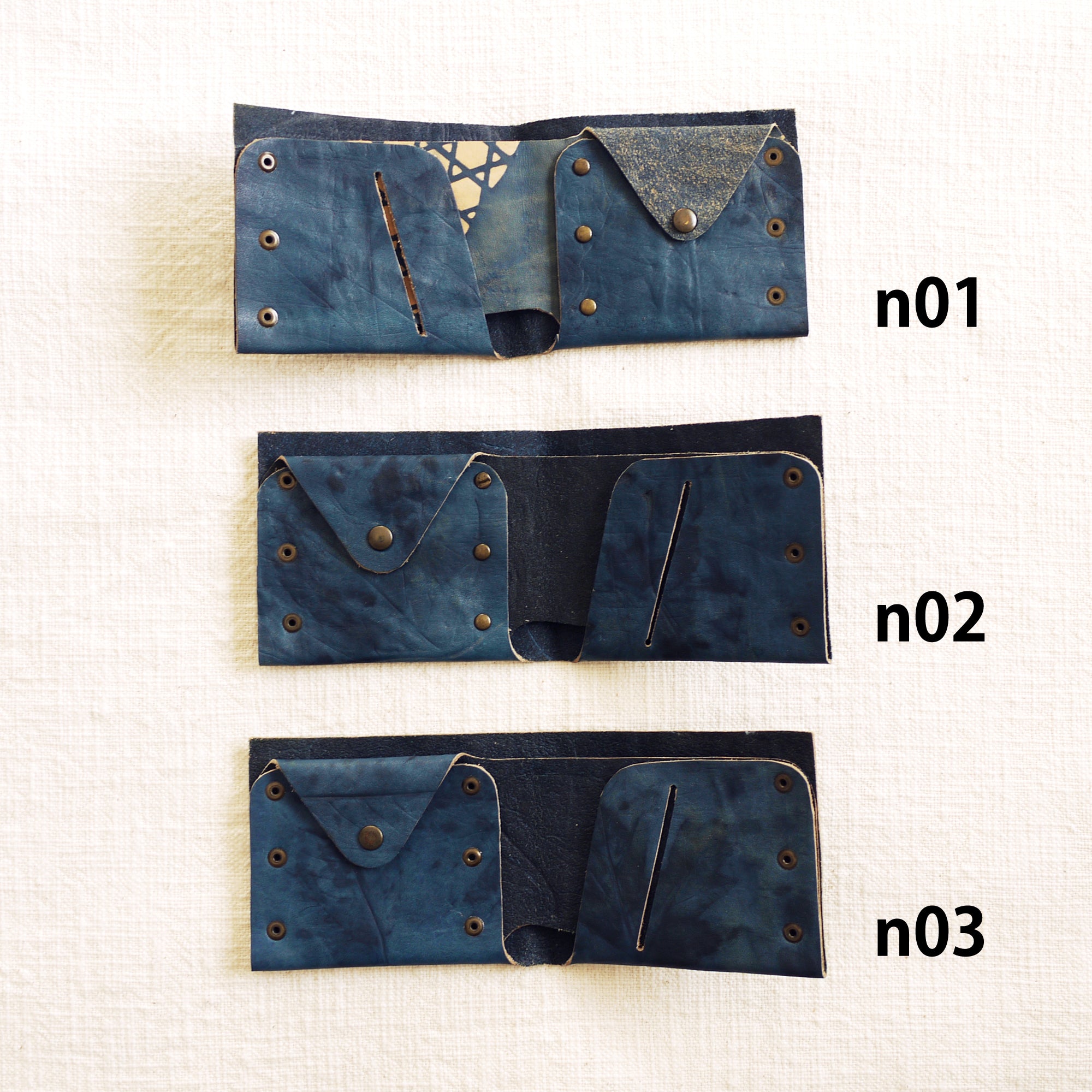 Indigo Leather Billfold Wallet. Handmade in NYC
