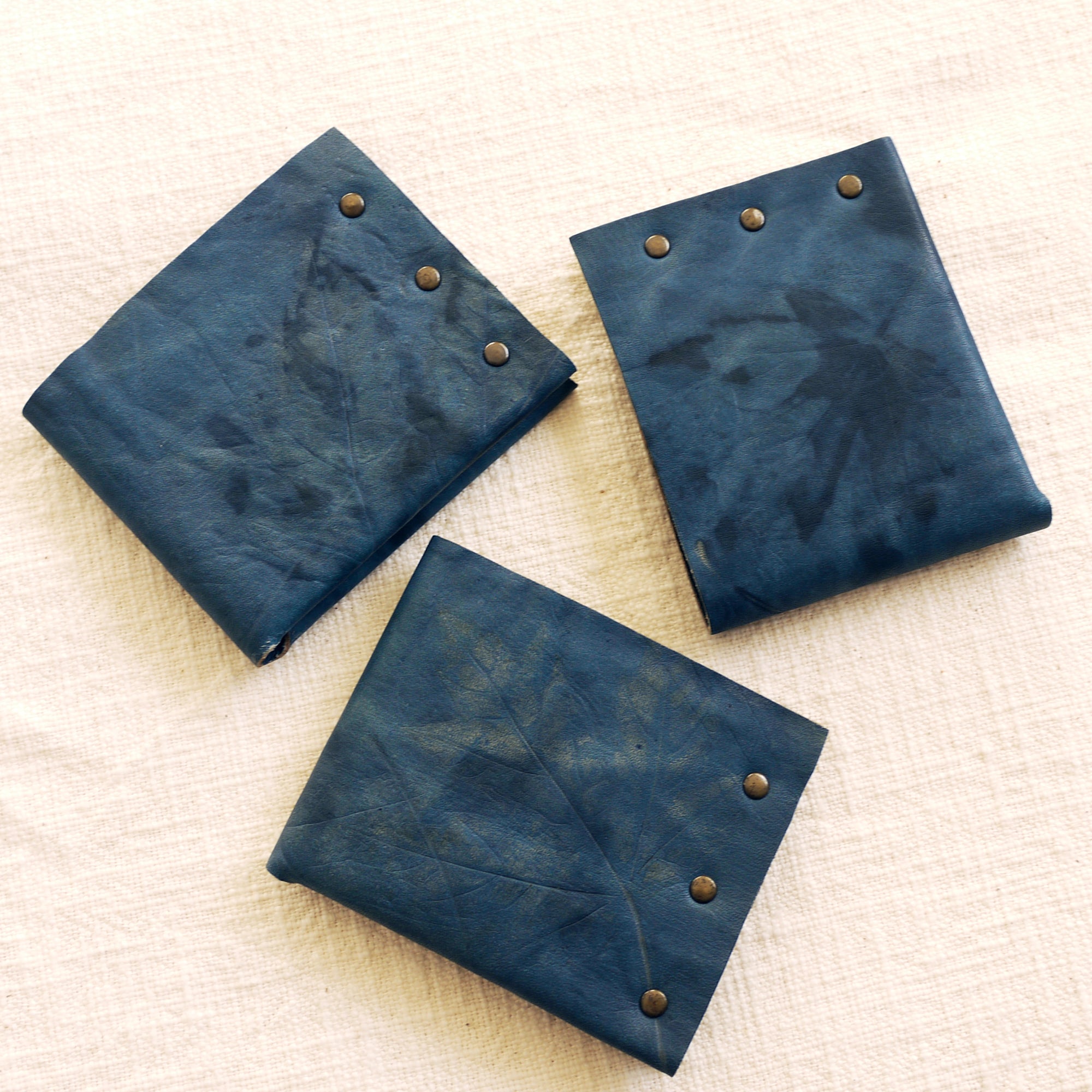 Indigo Leather Billfold Wallet. Handmade in NYC