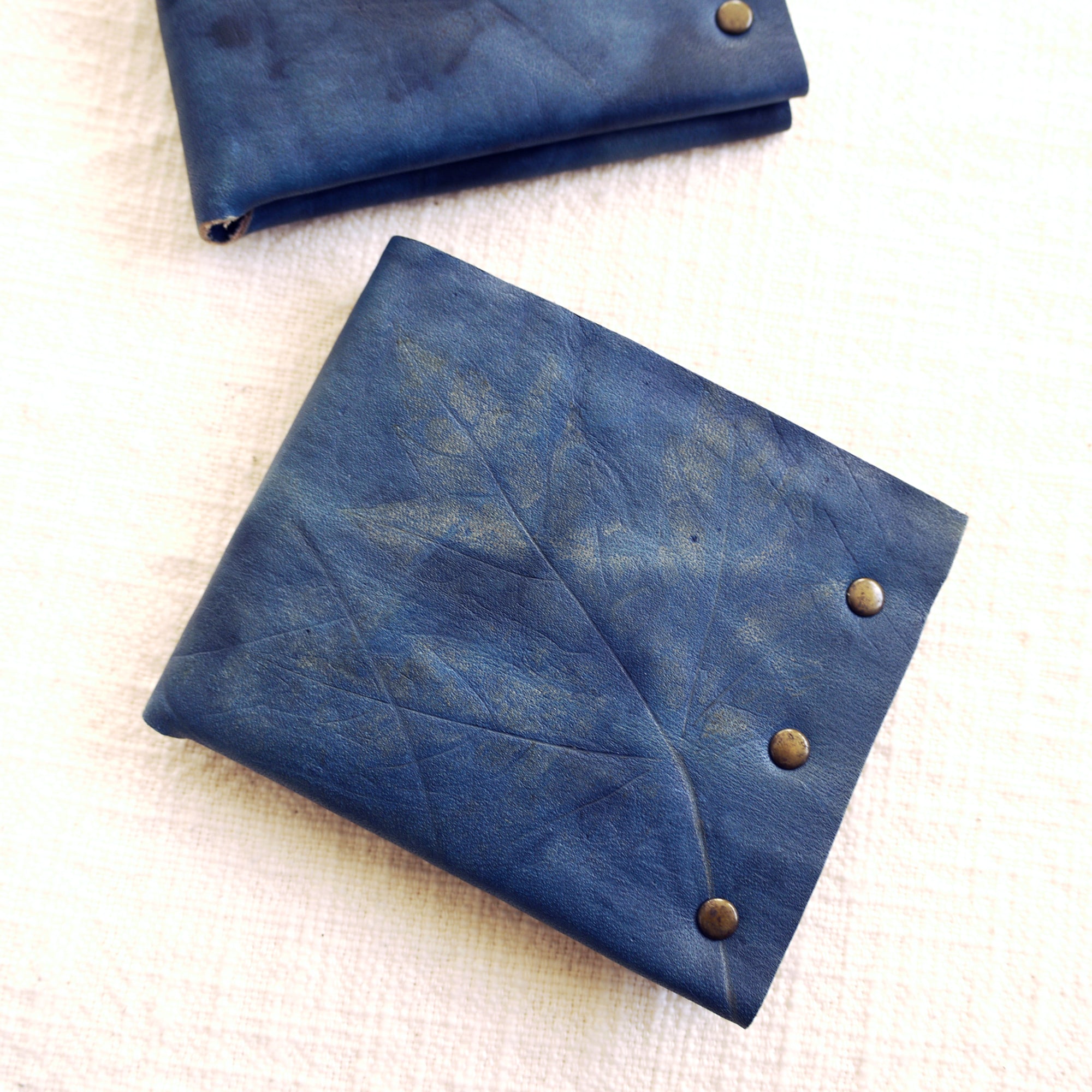Indigo Leather Billfold Wallet. Handmade in NYC