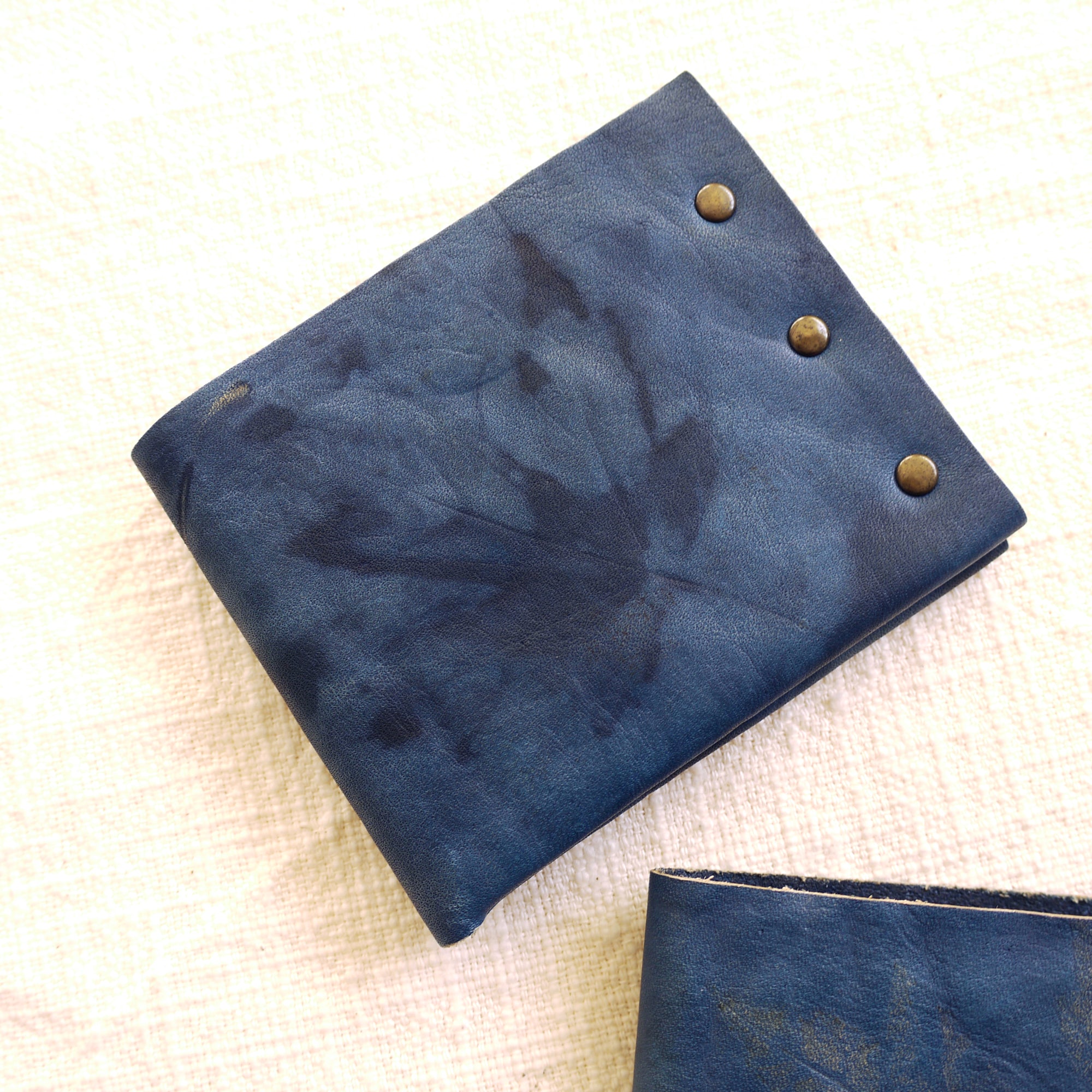 Indigo Leather Billfold Wallet. Handmade in NYC