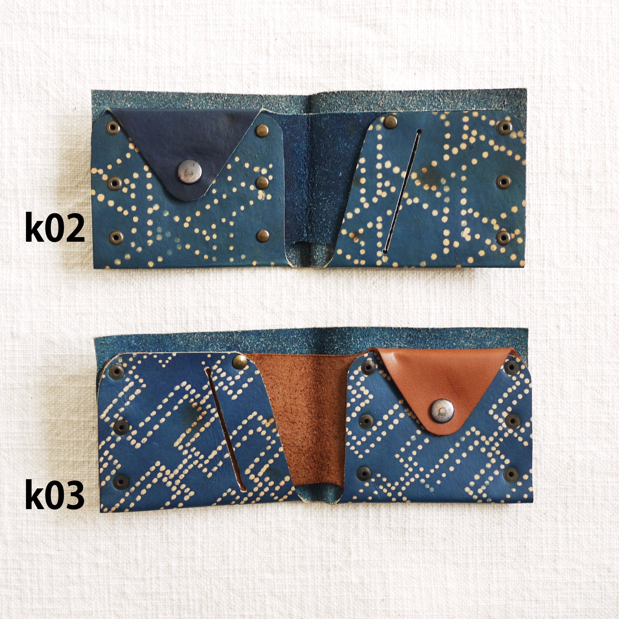 Indigo Leather Billfold Wallet. Handmade in NYC