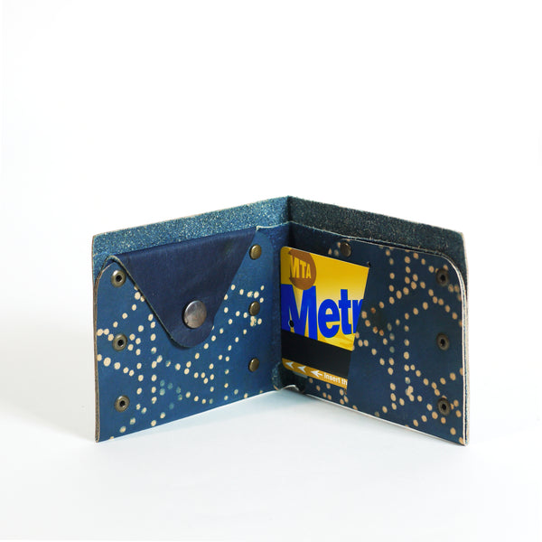 Indigo Leather Billfold Wallet.  Handmade in NYC