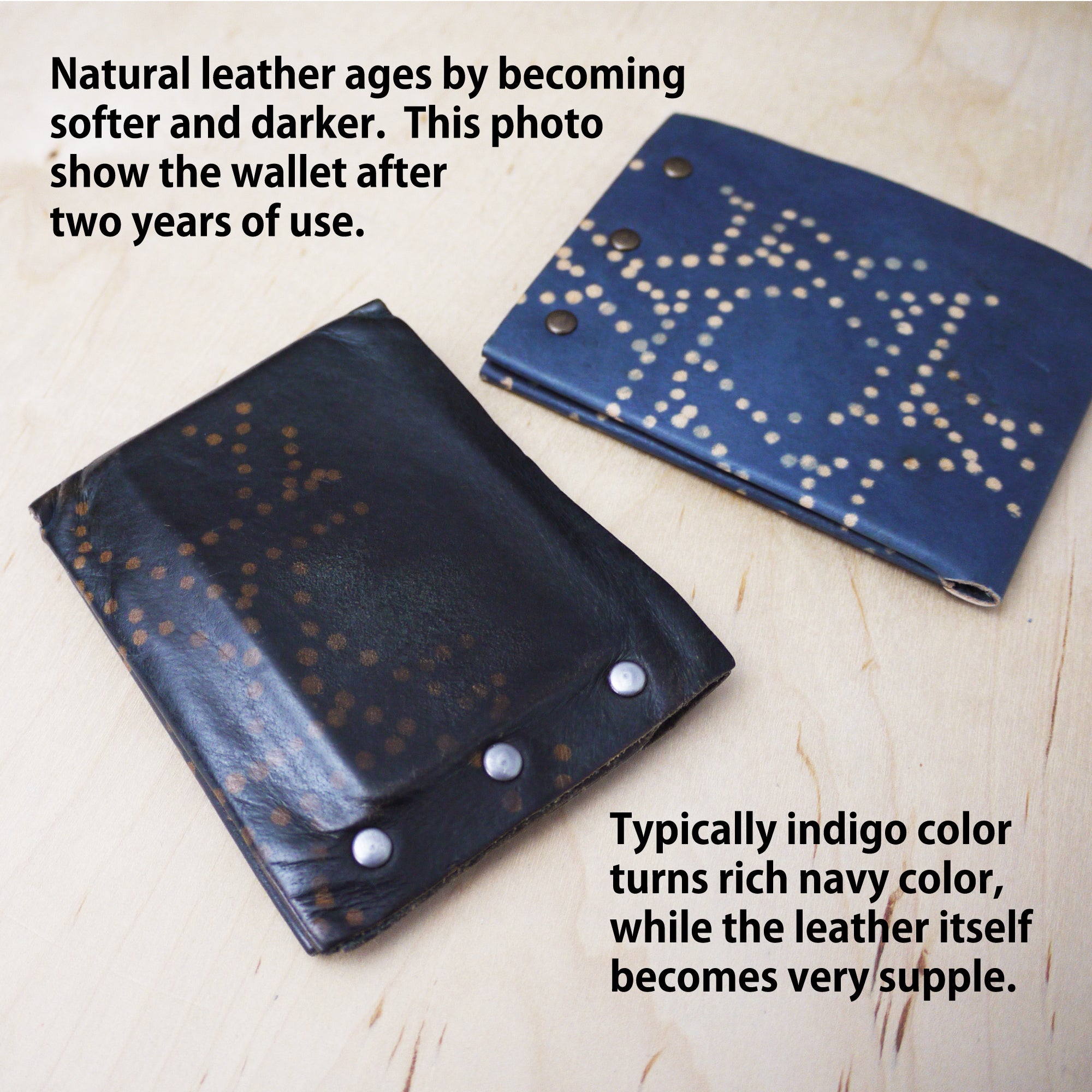 Indigo Leather Billfold Wallet. Handmade in NYC