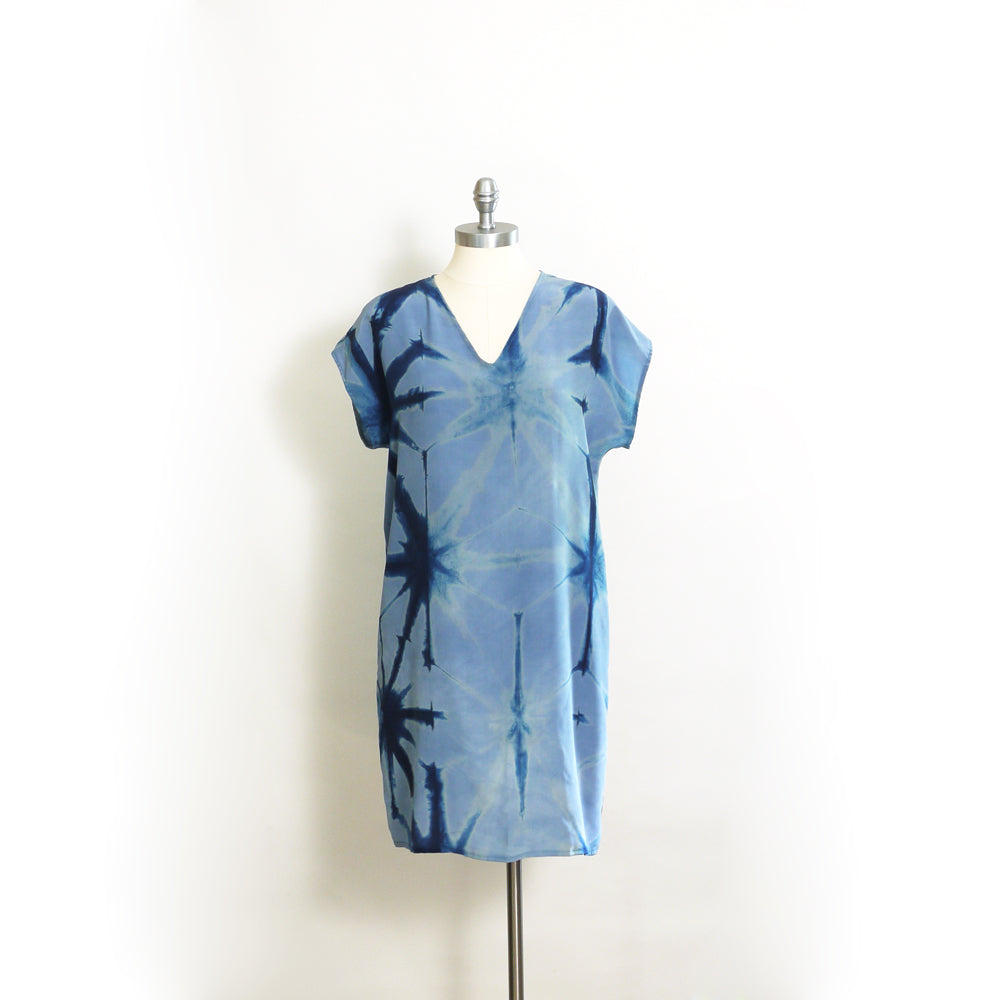 BLUE on BLUE indigo silk dress.