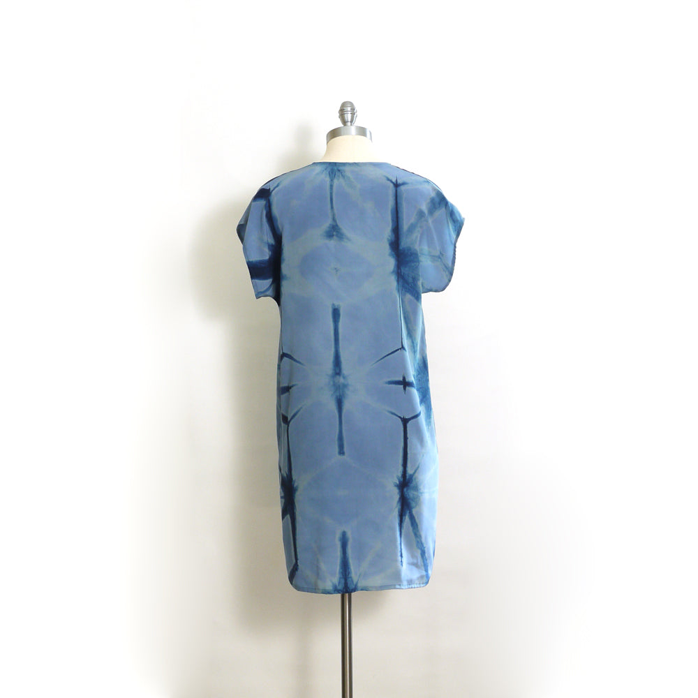 BLUE on BLUE indigo silk dress.