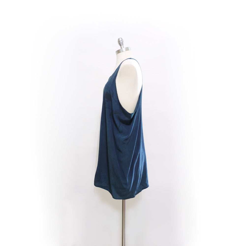 Indigo dyed silk Racerback Mini Dress