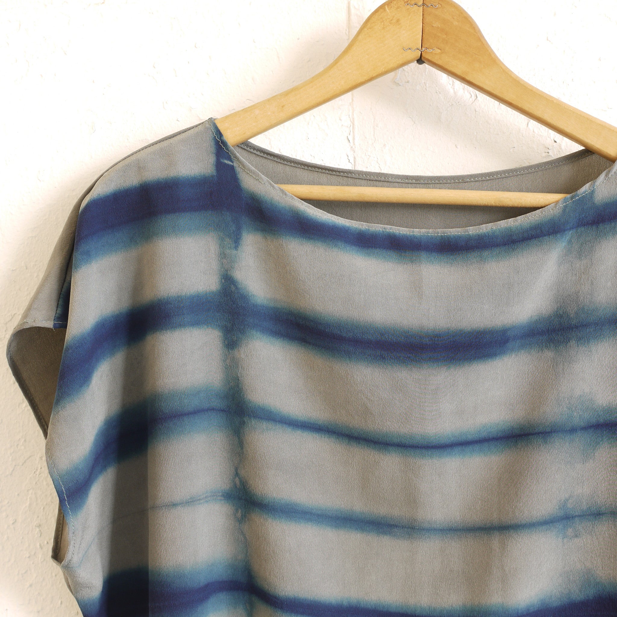 LINES. indigo dyed silk tee