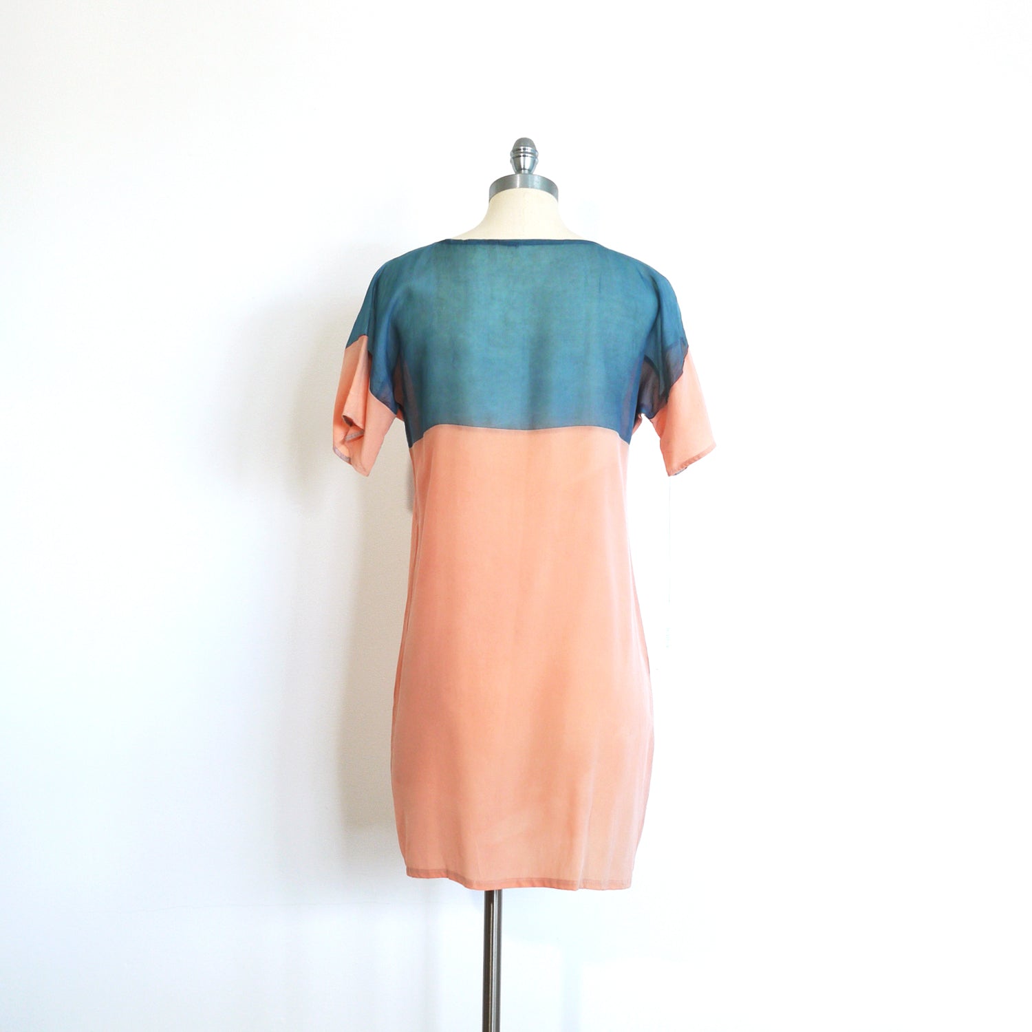 MADDER Two Tone Silk dress.  Natural dye handmade. Sz. medium