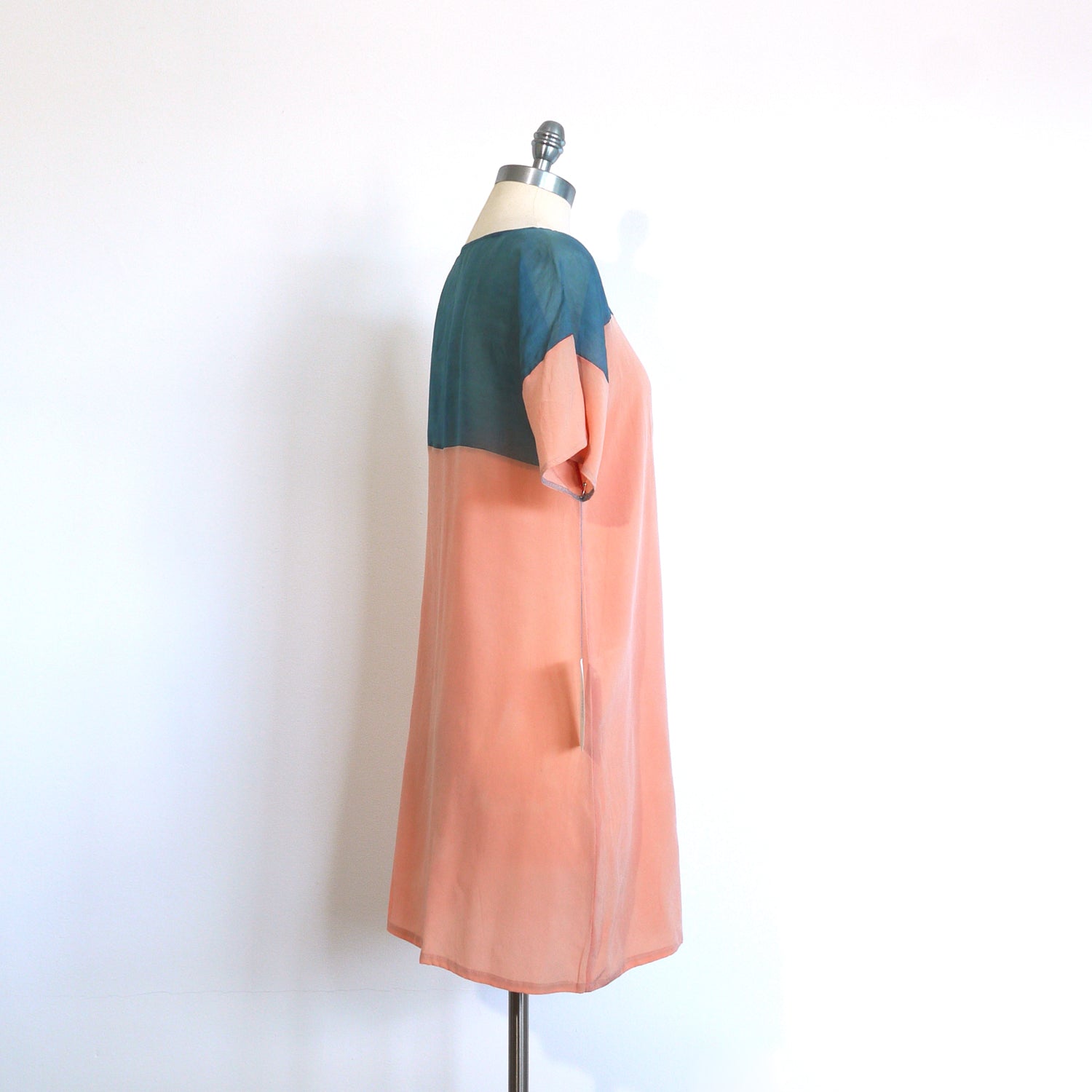 MADDER Two Tone Silk dress.  Natural dye handmade. Sz. medium