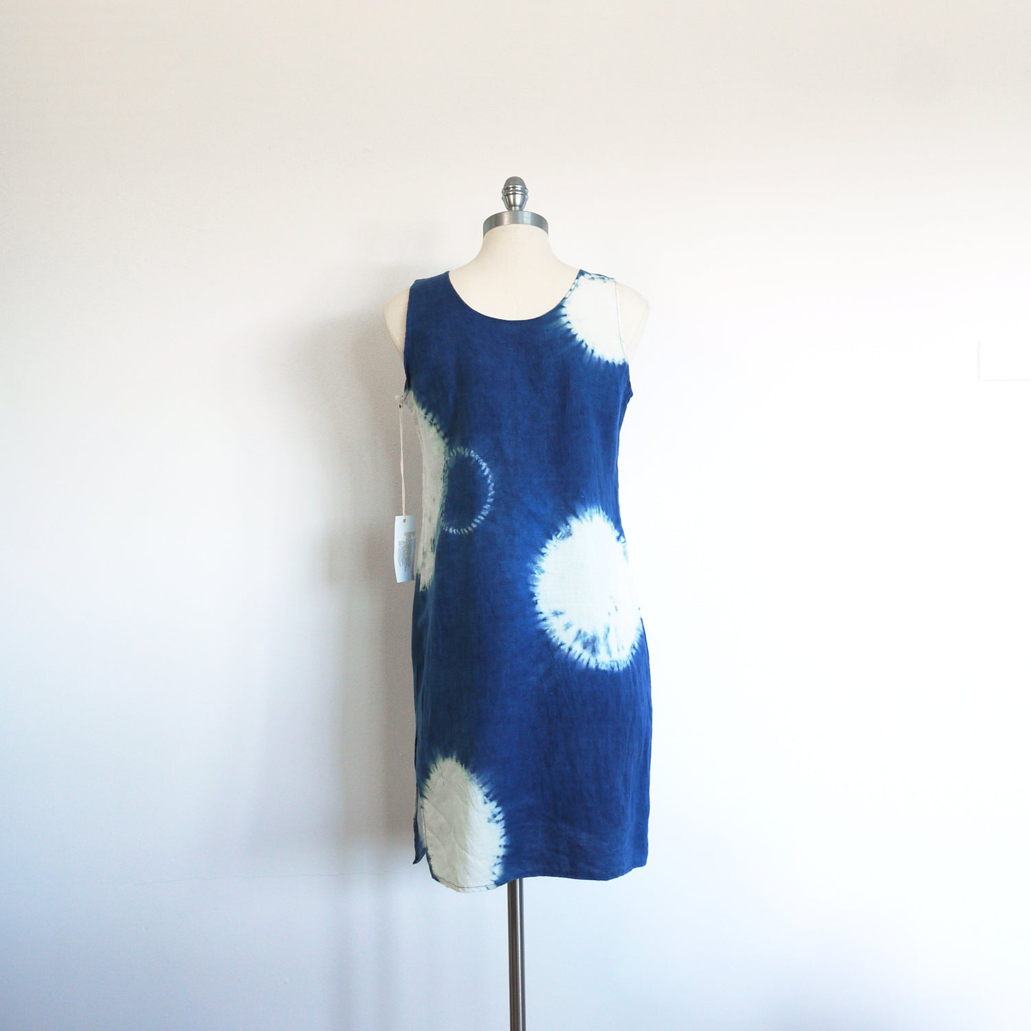 INDIGO CIRCLE tank dress.  Hand dyed shibori indigo linen dress