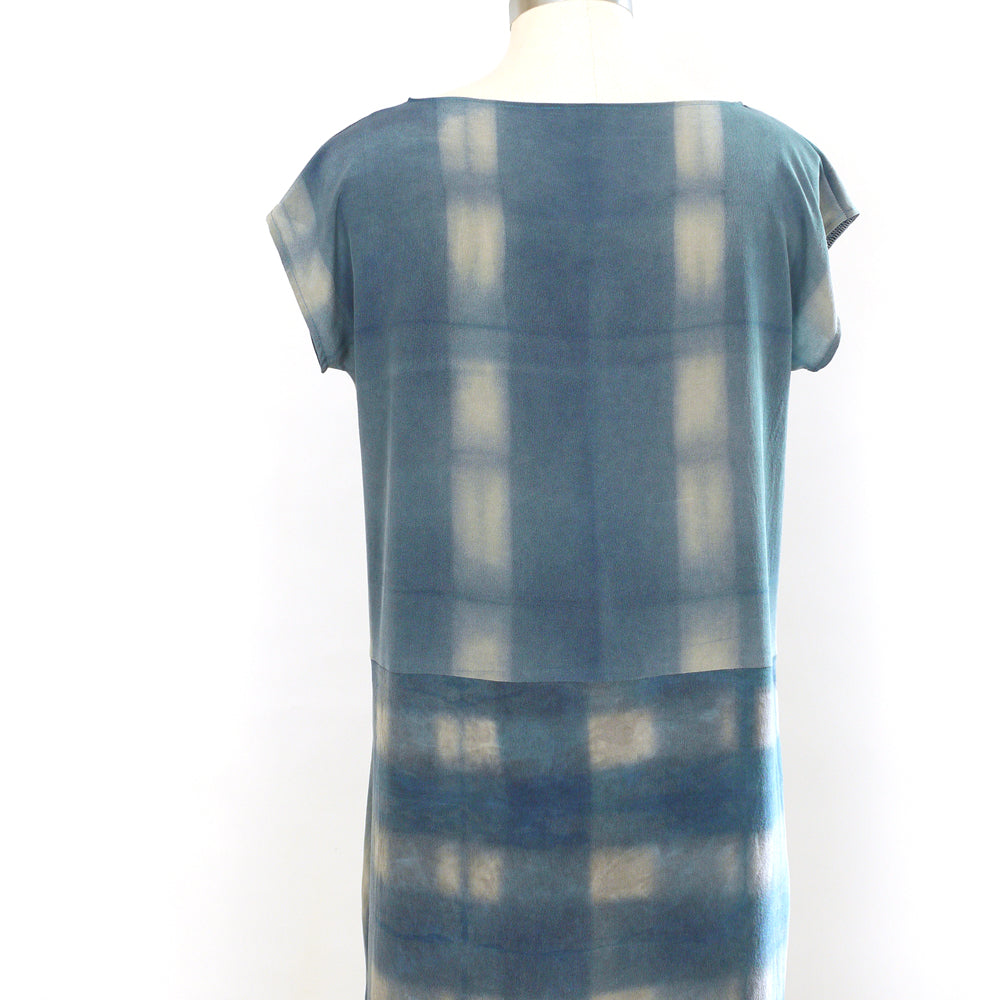 PLAID on PLAID.  Hand dyed Indigo dress.