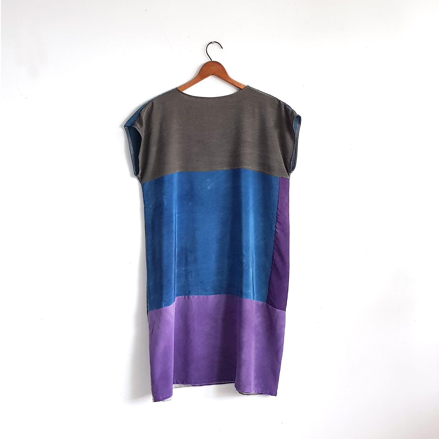 ORGANIC COLORBLOCK BORO Silk Dress.  All natural dyes. Medium.