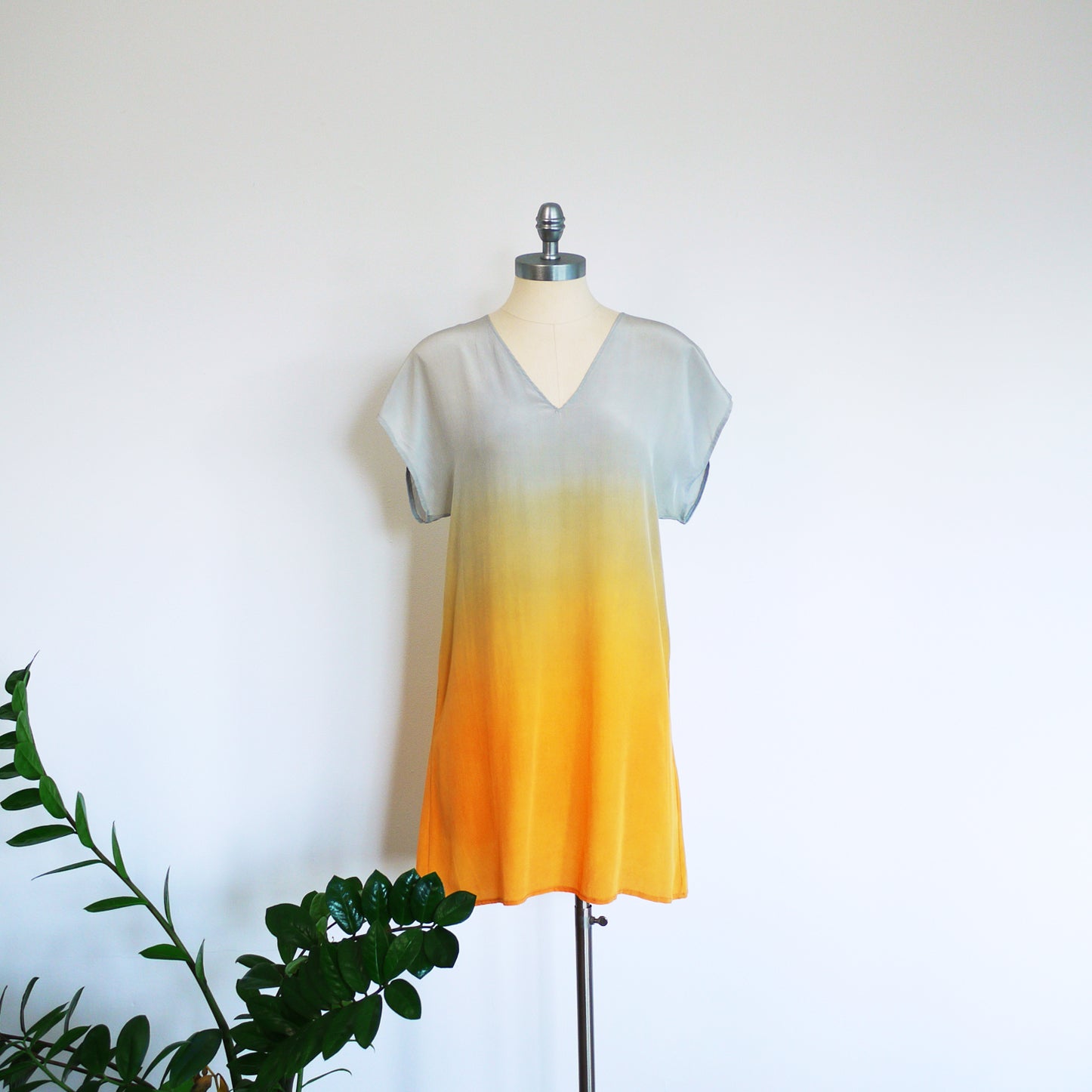 SUNRISE V-neck Ombre Silk Dress, Medium