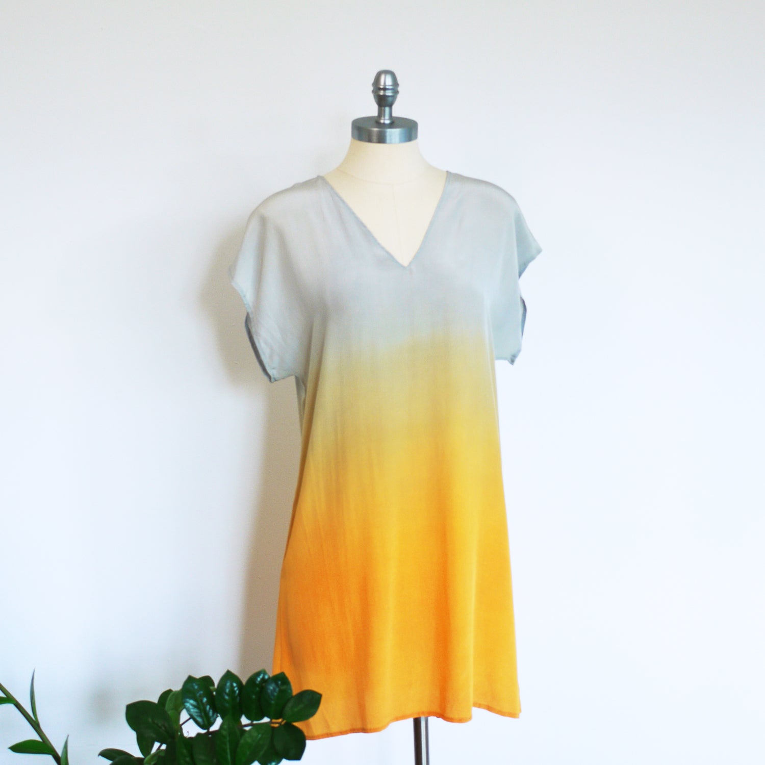 SUNRISE V-neck Ombre Silk Dress, Medium