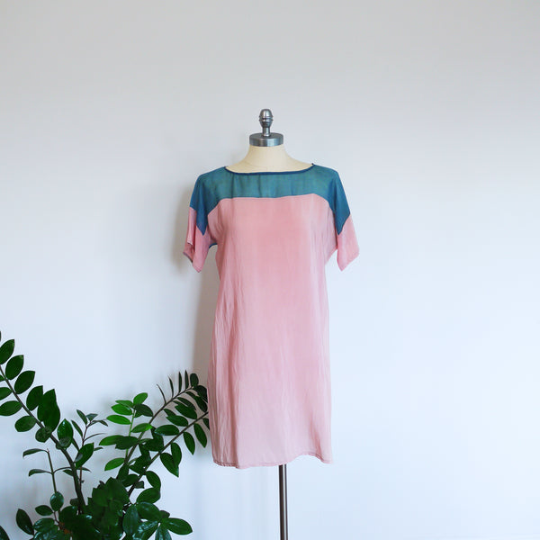 LAC Two Tone Silk dress.  Natural dye handmade. Sz. medium