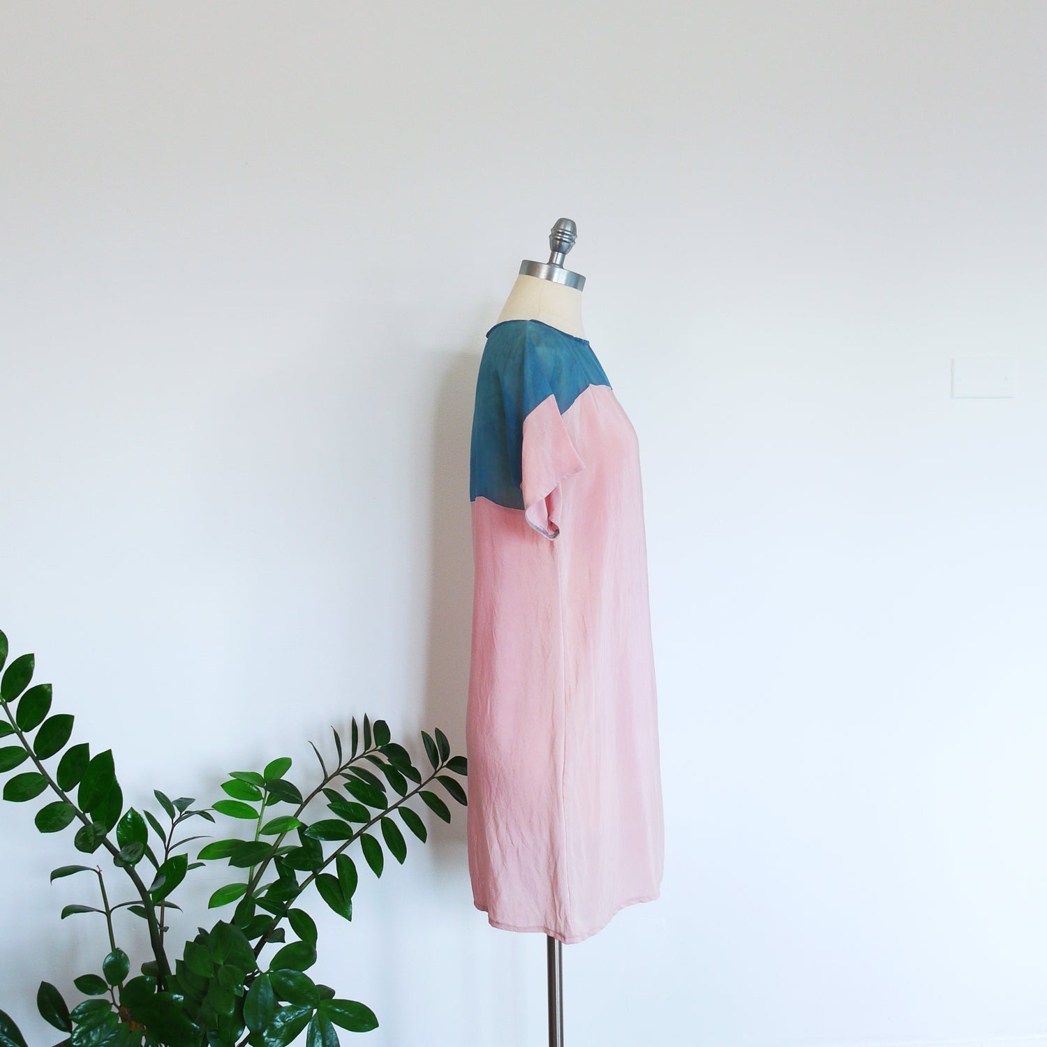 LAC Two Tone Silk dress.  Natural dye handmade. Sz. medium