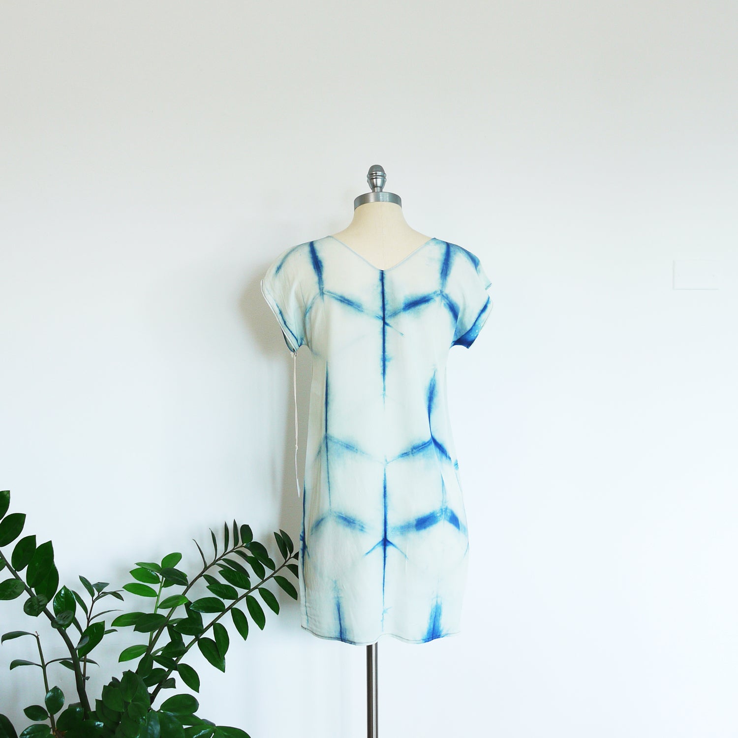 Organic indigo silk dress.