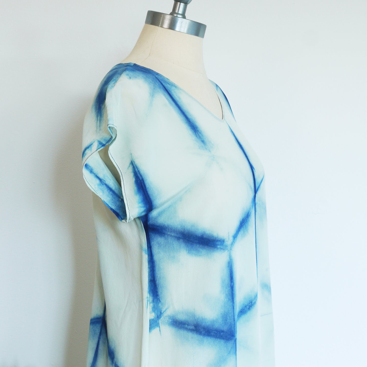 Organic indigo silk dress.