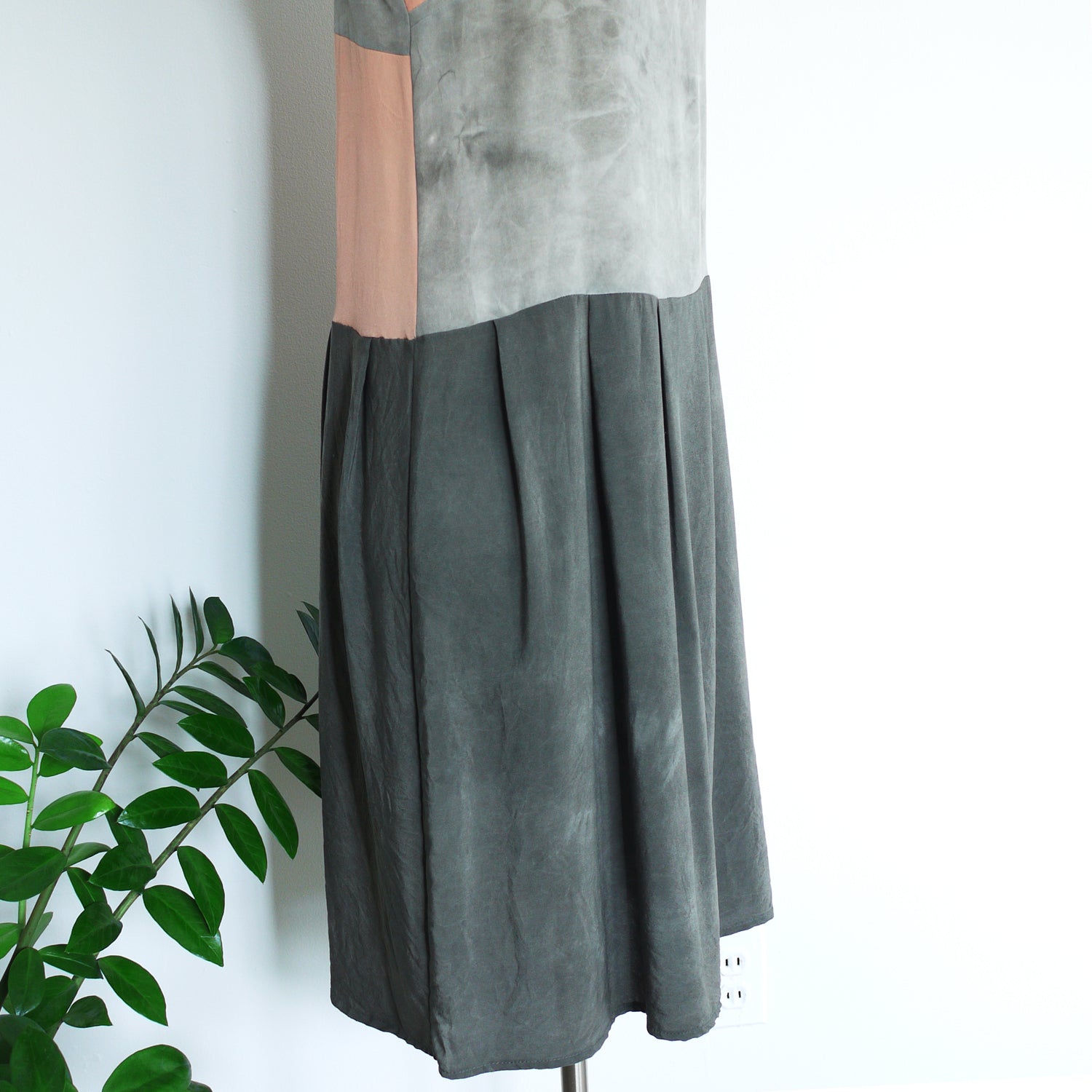 Natural Color Tri-Tier Dress.  Botanical Dye Silk dress. Medium