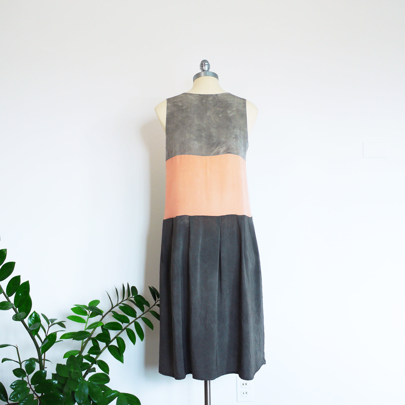 Natural Color Tri-Tier Dress.  Botanical Dye Silk dress. Medium