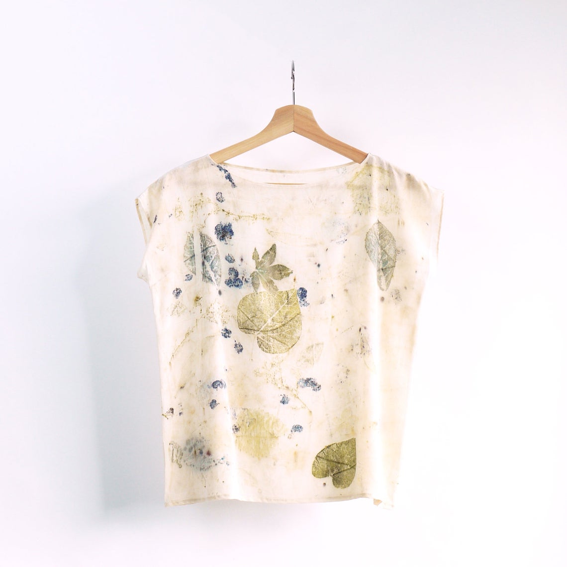 Leaf Print silk top. Eco print top, botanical natural dye silk top.