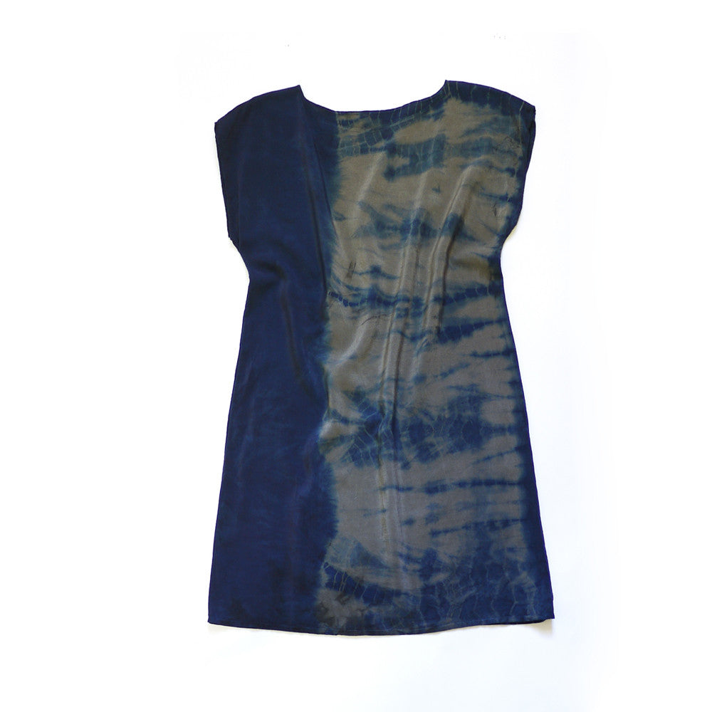 INDIGO TIE-DYE. indigo silk dress