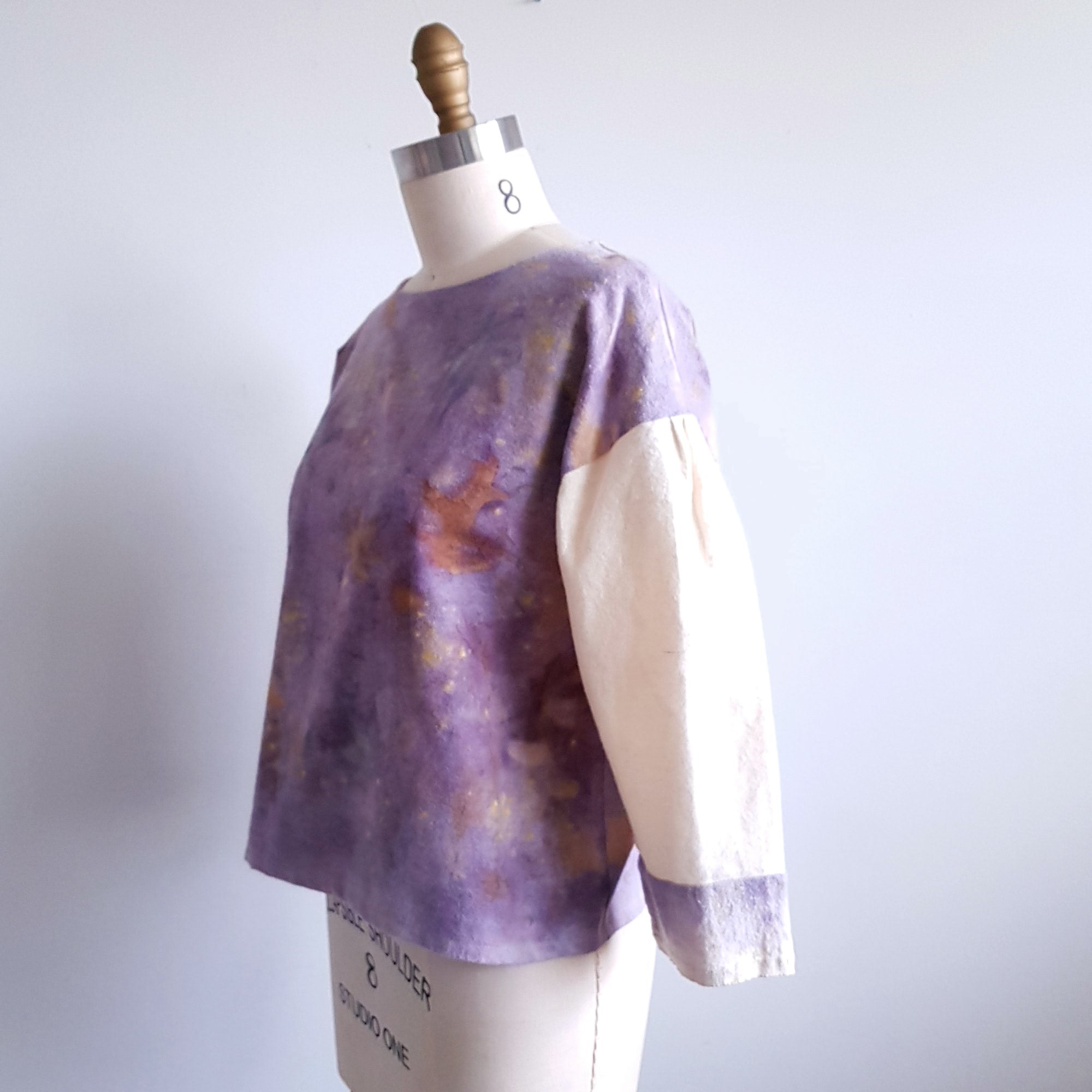 LOGWOOD Pouf Sleeve EcoPrint Top - cotton flannel