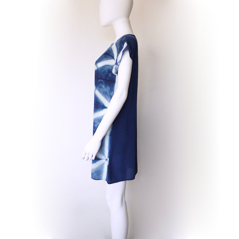 TRIANGLE indigo silk dress